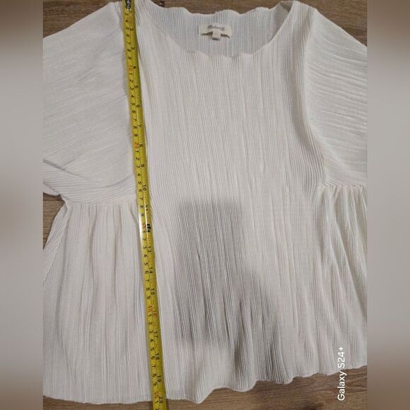 Madewell Pink Flutter Sleeve Pleated Blouse - Picture 5 of 7